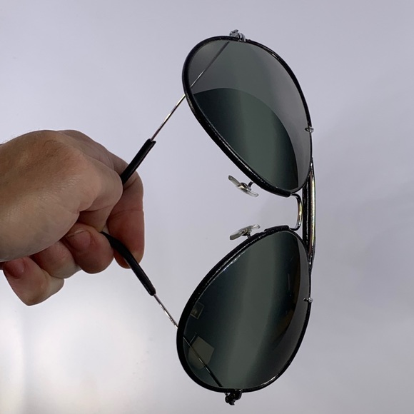 Vintage B&L Ray Ban 62mm Black Leather DGM Mirror Aviator Sunglasses - Picture 10 of 16